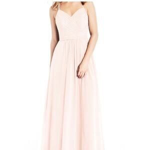 Azazie Amari Long Chiffon Lace Up Bridesmaid Dress Rose Petal Pink A14 NEW